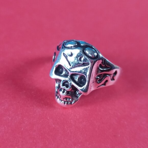 🕶💀 Skull With Motorcycle Glasses Biker Ring – Size 10 - Picture 1 of 4